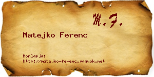 Matejko Ferenc névjegykártya